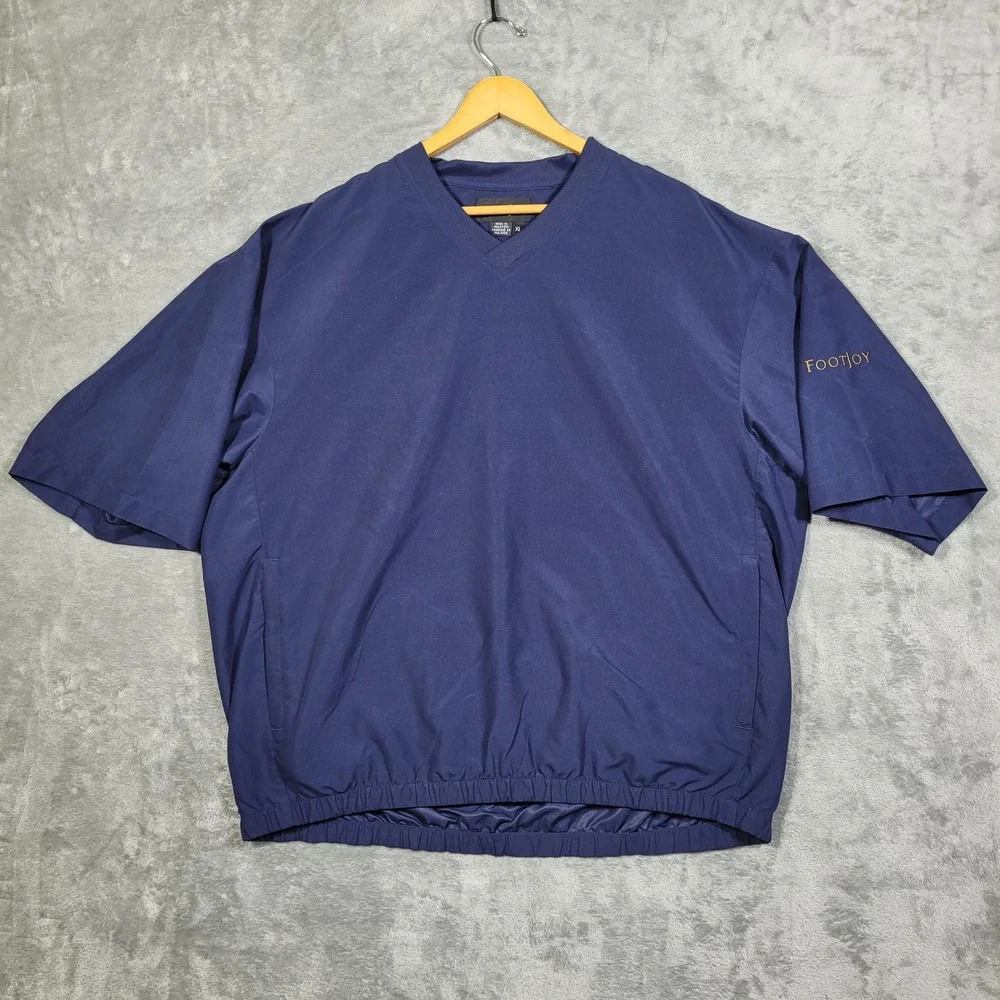 Footjoy Mens XL Jacket Pullover Windbreaker Navy Blue Short Sleeve Golf